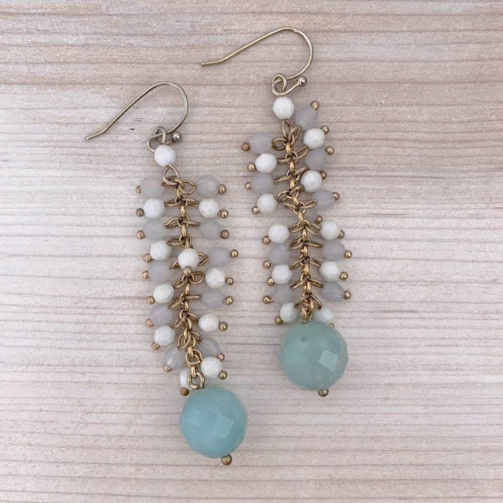 ❤️ Banana Republic gold blue beaded earrings